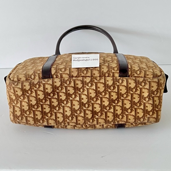 1970s Christian Dior Brown oblique Diorissimo Boston Trotter bag canvas leather - Picture 4 of 16